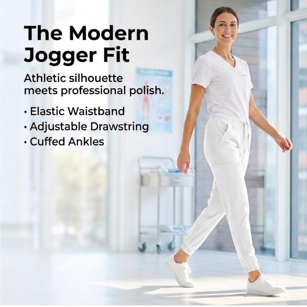 Stylish White Jogger Pants for Women - Picture 3 of 3